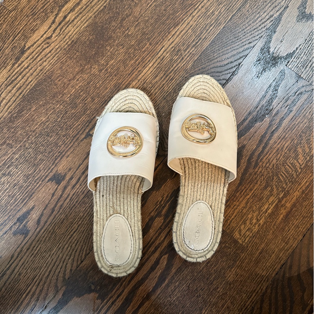Coach sandals with gold hardware
